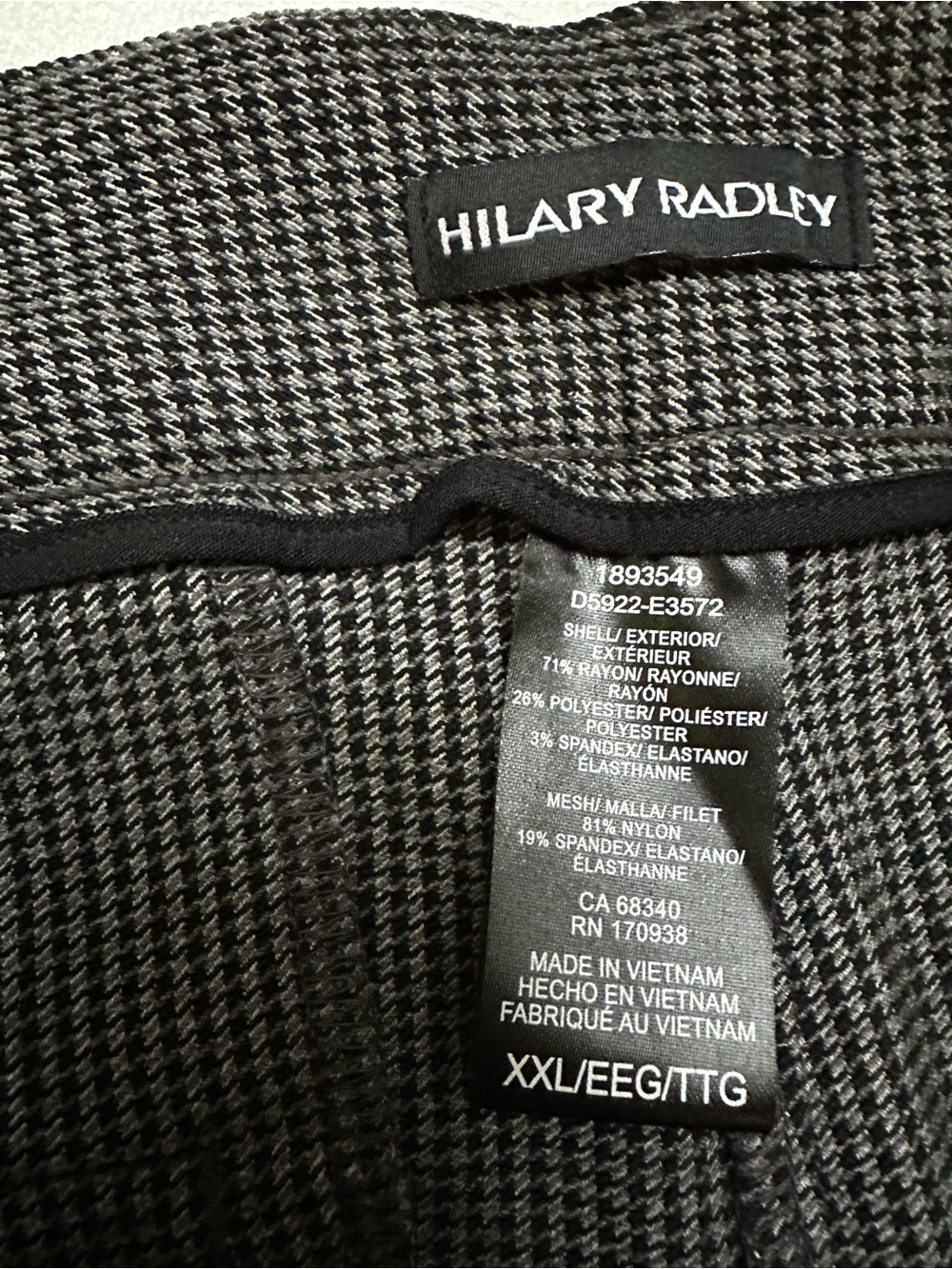 Hilary Radley Pull-On Pants XXL Built-in Tummy Control Panel Houndstooth pockets - Picture 12 of 14